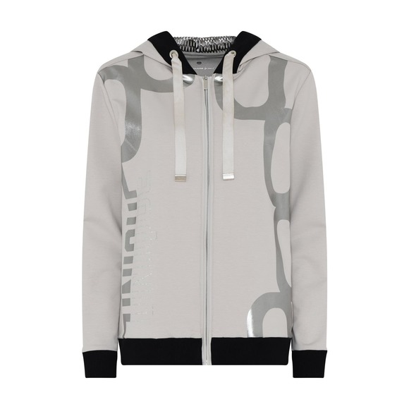 Women's Hooded Athleisure Jacket Size L I'CONA Taupe Zip Up Comfy Stylish NWT - Picture 1 of 4